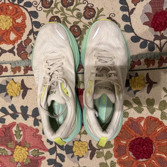 Hoka Women's White and Mint Athletic Shoes - Picture 5 of 11